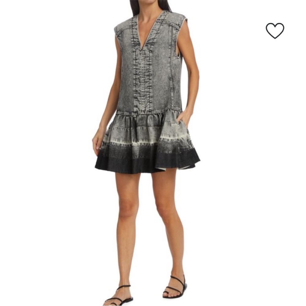 TANYA TAYLOR Allie dress denim black acid wash dip dye dress Size 4 RARE NEW